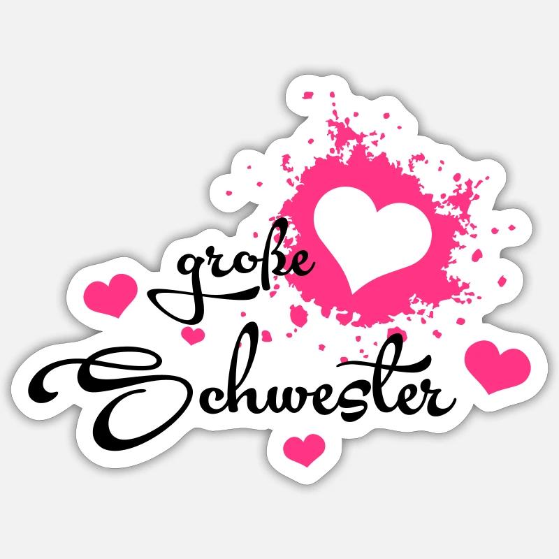 Große Schwester - Herzchen Sticker Größe S (10 x 10 cm)