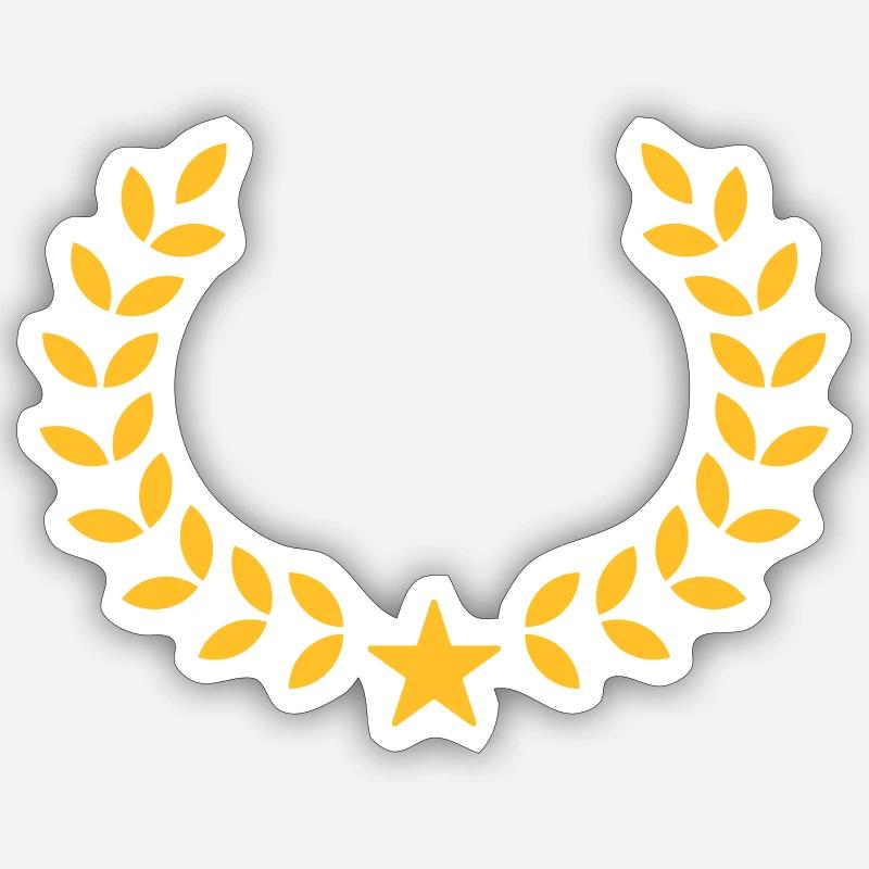Siegerkranz Dein Text Stern Sieger Gewinner Kranz Sticker Größe S (10 x 10 cm)