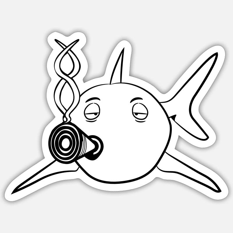 Kiffen joint hai witty - Sticker size S (10 x 10 cm) - white matte