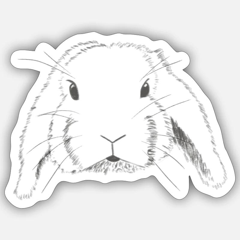 Aries Rabbit Drawing Sticker size S (10 x 10 cm)