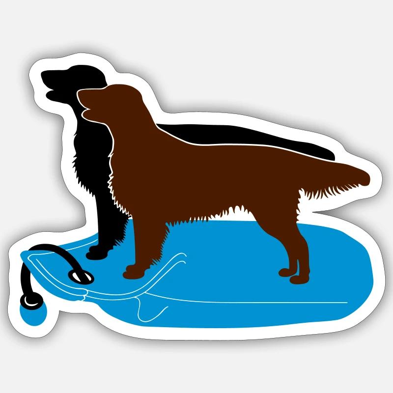 2 Flat Coated Retriever auf Dummy Sticker Größe S (10 x 10 cm)