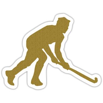 Gold Unihockey - Sticker Größe S (10 x 10 cm) - Mattweiß - Vorne