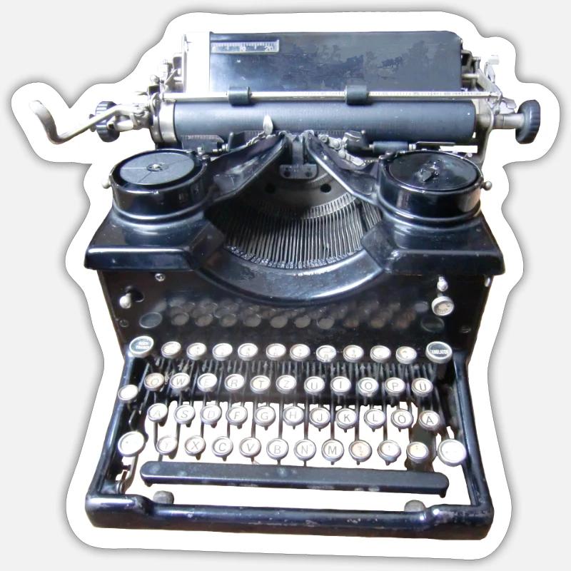 Machine à écrire vintage - Sticker taille S (10 x 10 cm) - blanc mat
