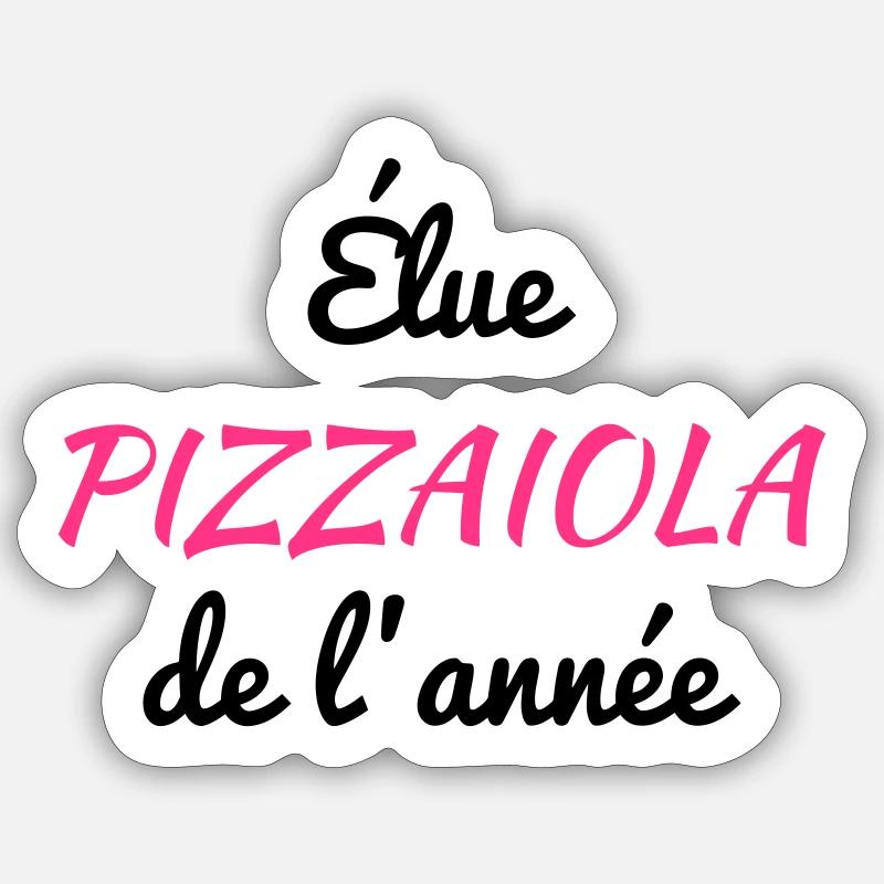 pizza / pizzaiolo / chef / italie / pizzaiola - Sticker taille S (10 x 10 cm) - blanc mat