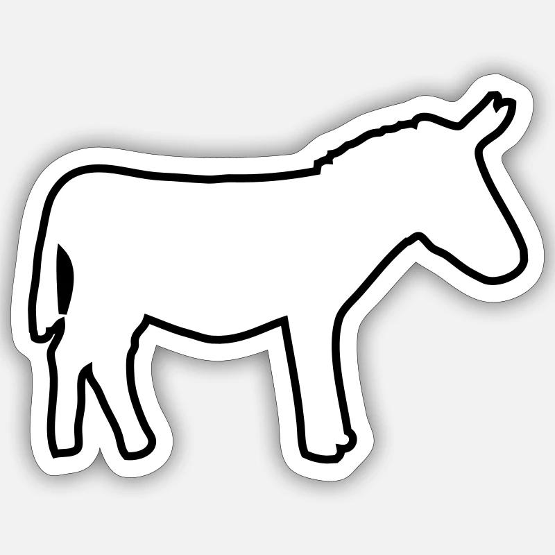 Dessin de logo d’âne - Sticker taille S (10 x 10 cm) - blanc mat