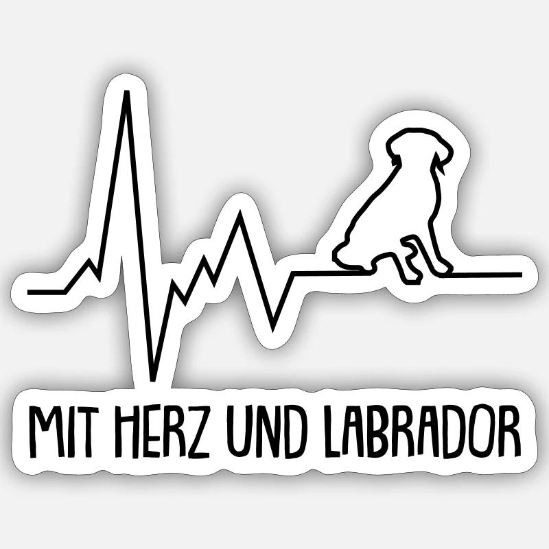 Mit Herz und Labrador - Sticker Größe S (10 x 10 cm) - Mattweiß