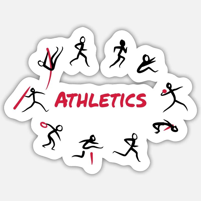 Leichtathletik, Zehnkampf - Sticker Größe S (10 x 10 cm) - Mattweiß
