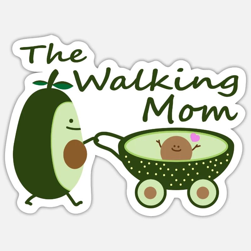 Avocado as a walking mom - Sticker size S (10 x 10 cm) - white matte