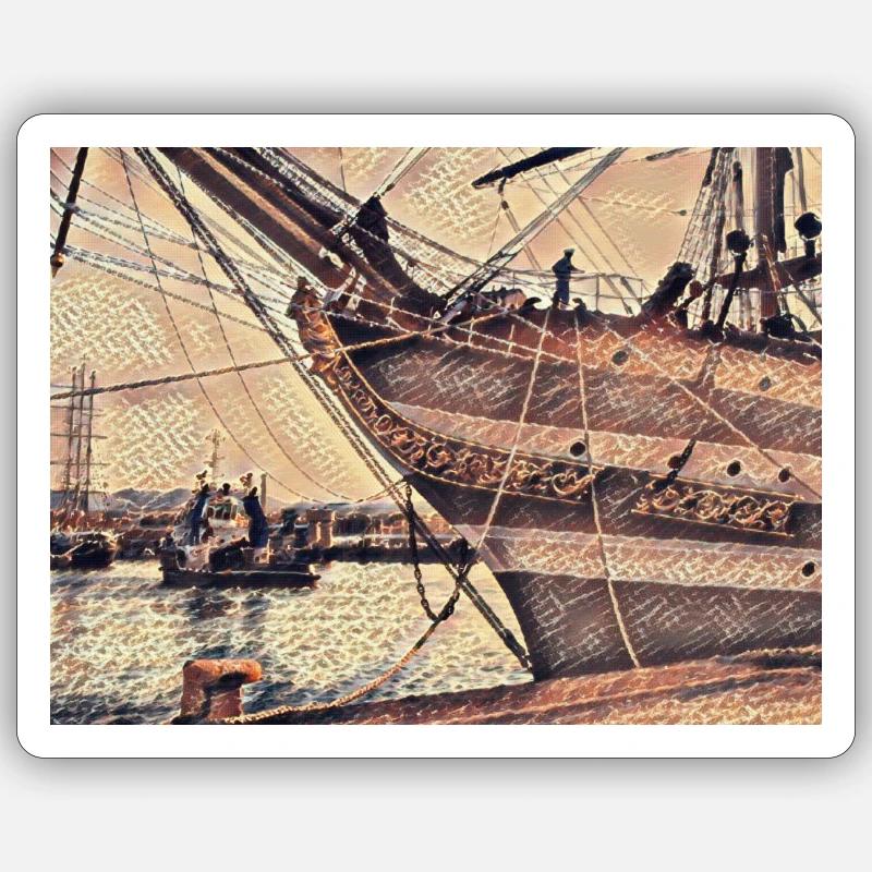 Schiff Nr. 4 - Sticker Größe S (10 x 10 cm) - Mattweiß