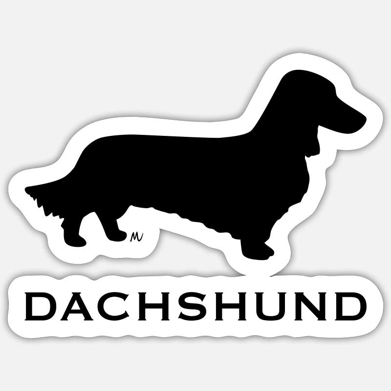 Langhaariger Dackel - Sticker Größe S (10 x 10 cm) - Mattweiß