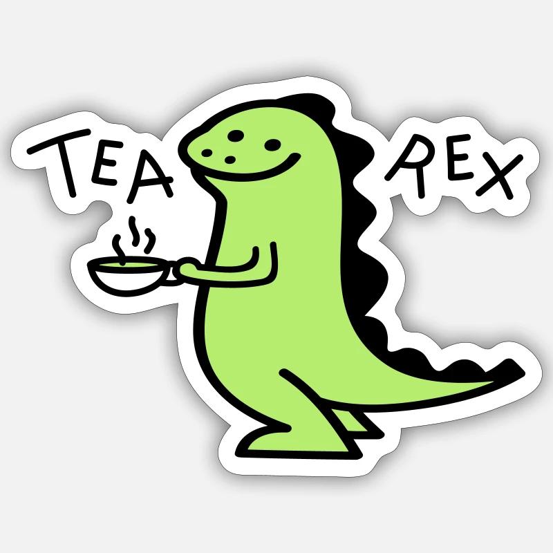 Dino as Tea Rex - Sticker size S (10 x 10 cm) - white matte