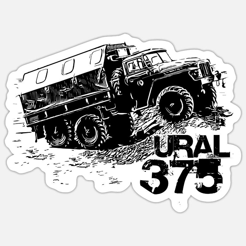 Ural 375 - Sticker Größe S (10 x 10 cm) - Mattweiß