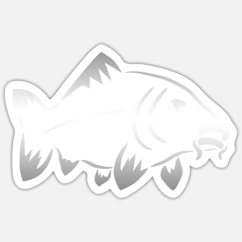 Logo de la carpe - Sticker taille S (10 x 10 cm) - blanc mat