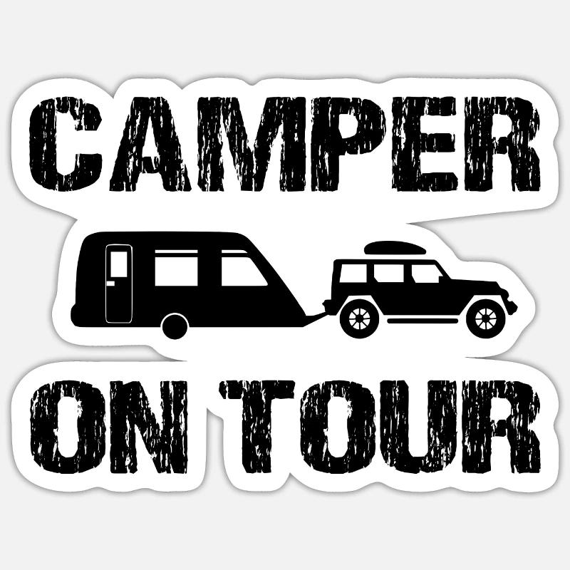 Le camping - Sticker taille S (10 x 10 cm) - blanc mat