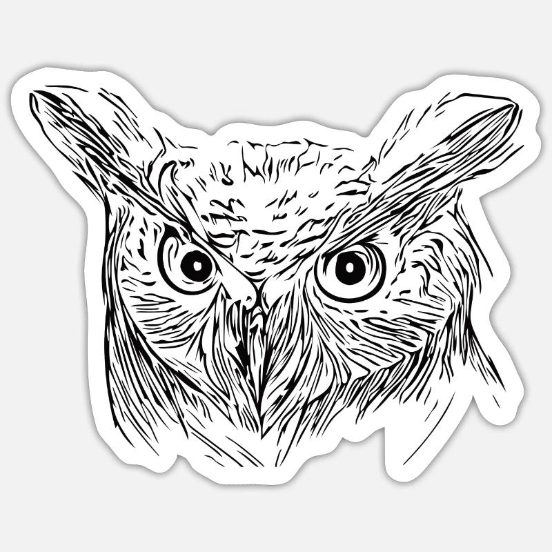 Eule - Uhu - Vogel - Sticker Größe S (10 x 10 cm) - Mattweiß