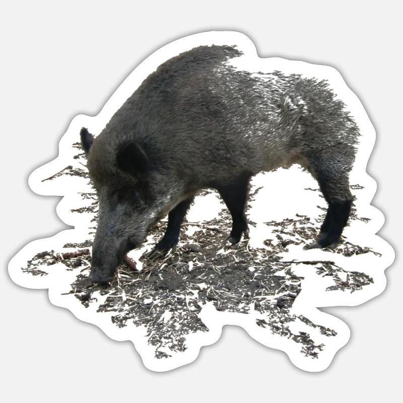 Wildschwein - Sticker Größe S (10 x 10 cm) - Mattweiß