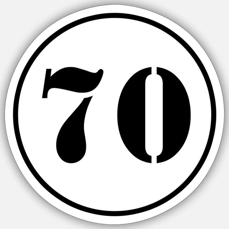 NUMMER 70 Siebzig Geburtstag Geschenk Sticker Größe S (10 x 10 cm)