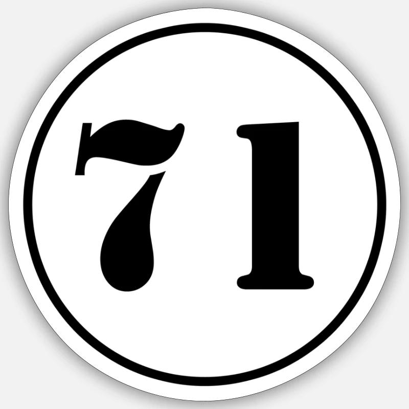 NUMMER 71 Einundsiebzig Geburtstag Geschenk Sticker Größe S (10 x 10 cm)