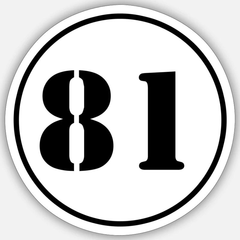 NUMBER 81 eighty one birthday gift - Sticker size S (10 x 10 cm) - white matte