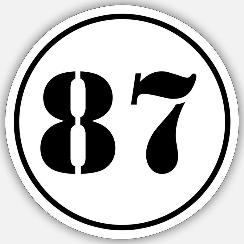 NUMBER 87 eighty seven birthday gift - Sticker size S (10 x 10 cm) - white matte