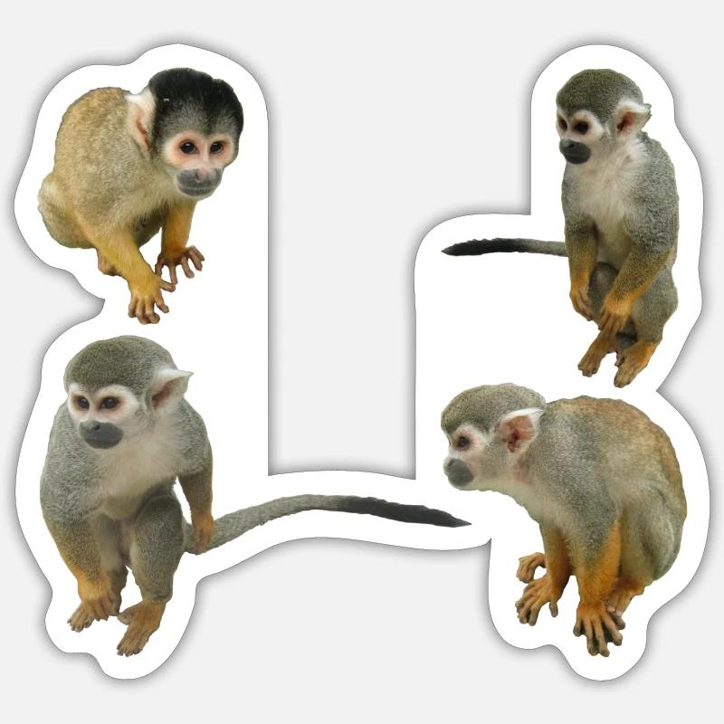 Singes - Sticker taille S (10 x 10 cm) - blanc mat
