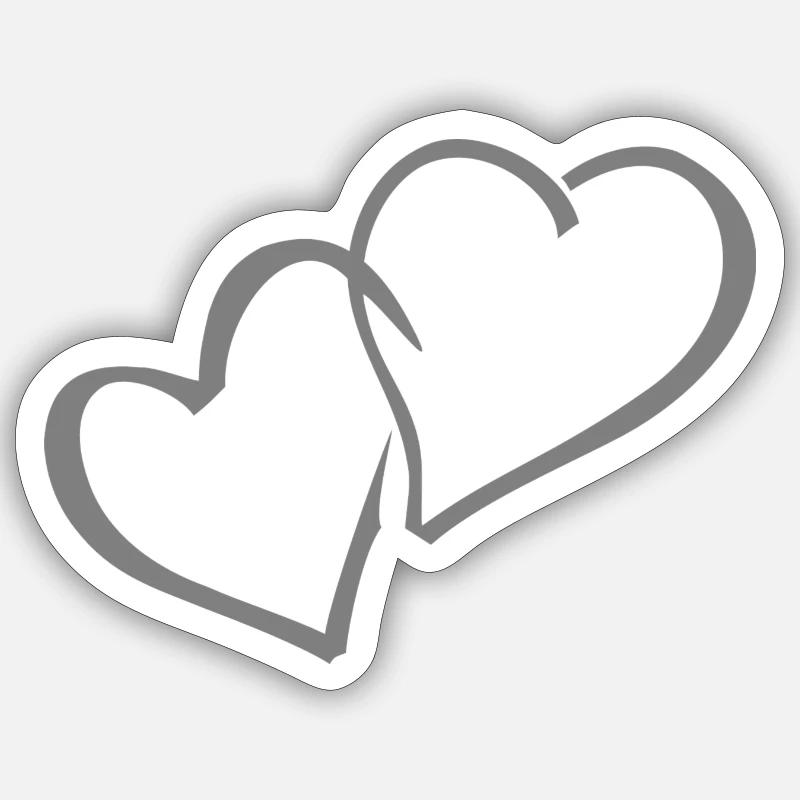 Double heart - Sticker size S (10 x 10 cm) - white matte