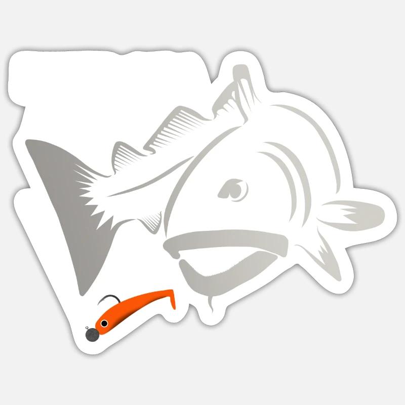 Pêche à la morue - pêche en mer - Sticker taille S (10 x 10 cm) - blanc mat