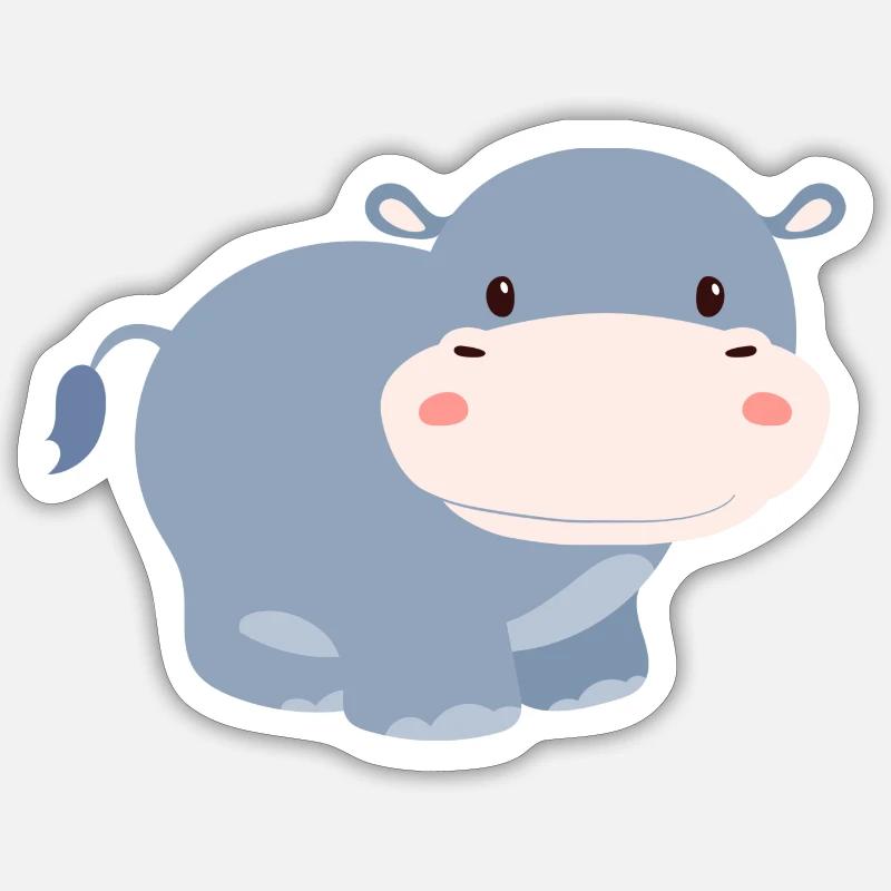Süßes Hippo - Sticker Größe S (10 x 10 cm) - Mattweiß