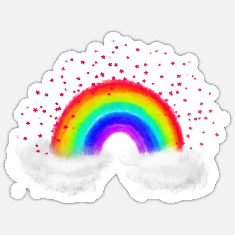 Rainbow clouds - Sticker size S (10 x 10 cm) - white matte