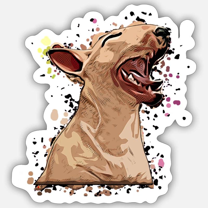 Miniatur Bullterrier Comic 5 - Sticker Größe S (10 x 10 cm) - Mattweiß