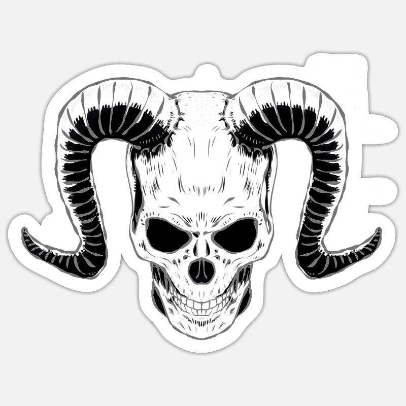 Devil Skull with Horns Sticker size S (10 x 10 cm)