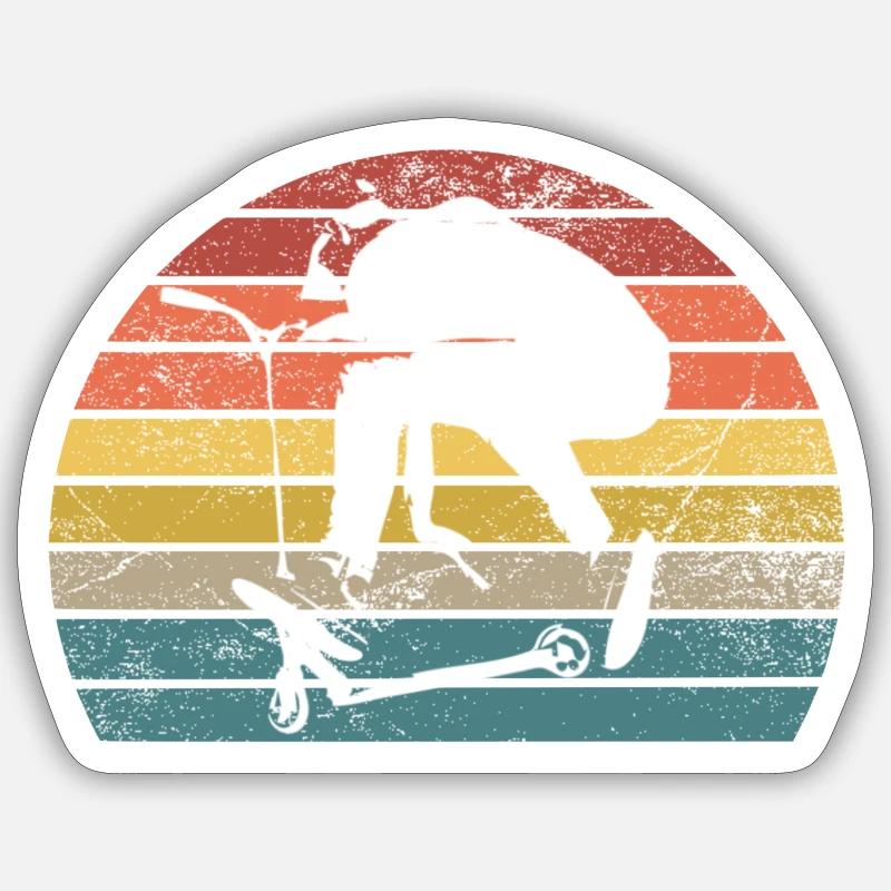 Scooter Tretroller Stunt E-Roller retro Geschenk - Sticker Größe S (10 x 10 cm) - Mattweiß