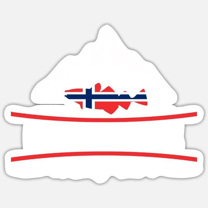 Pêche en Norvège - Sticker taille S (10 x 10 cm) - blanc mat
