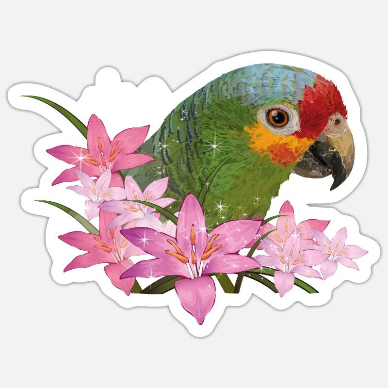 red-browed amazon - Sticker size S (10 x 10 cm) - white matte