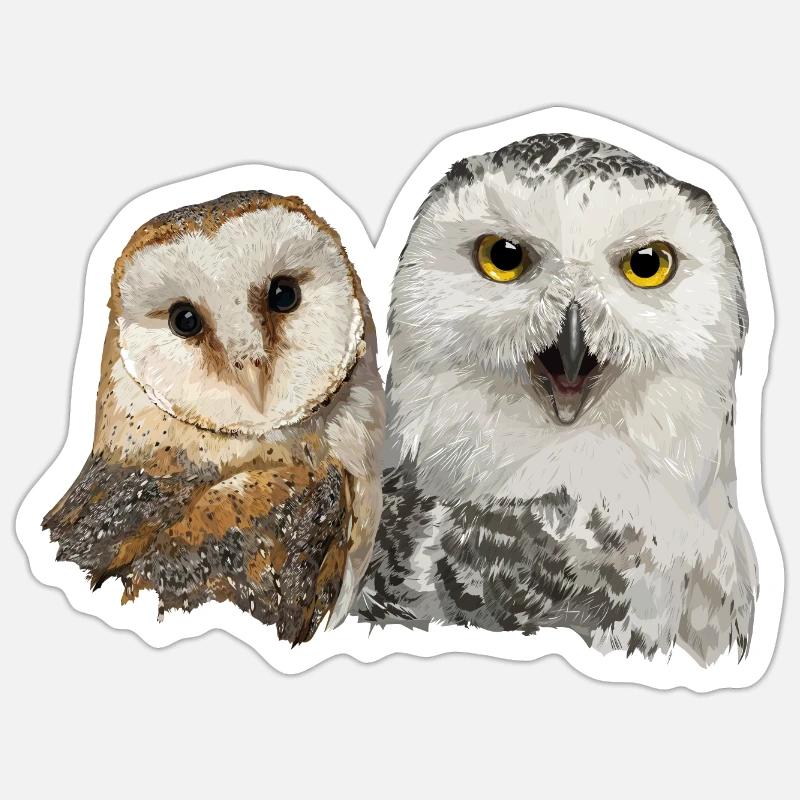 Schneeeule und Schleiereule - Sticker Größe S (10 x 10 cm) - Mattweiß