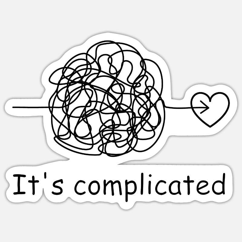 It's complicated - Love - Sticker size S (10 x 10 cm) - white matte