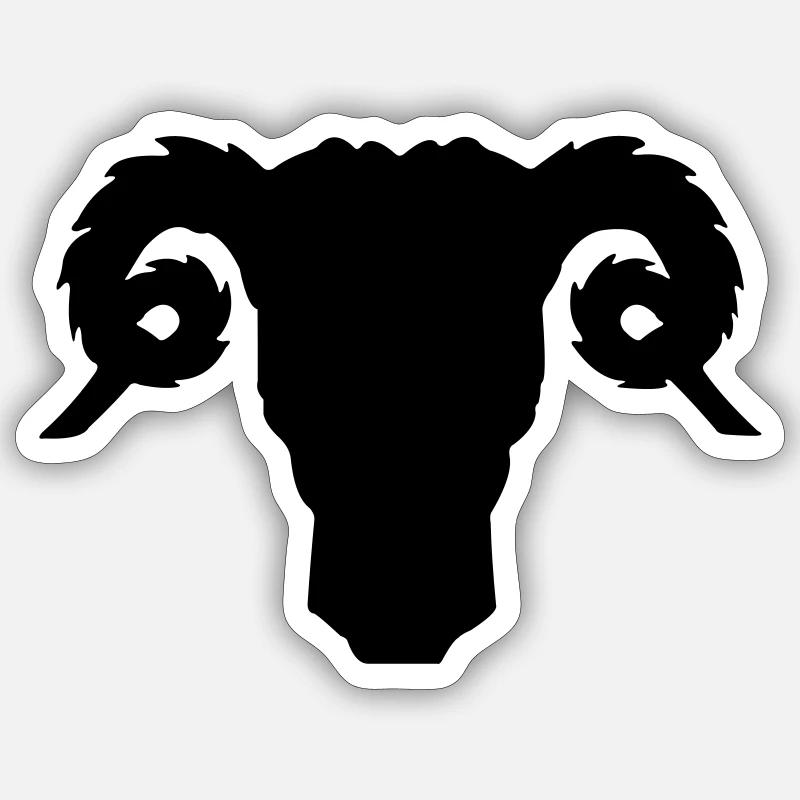 Buck or ram head shadow image Sticker size S (10 x 10 cm)