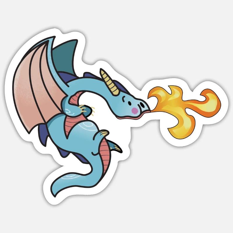 Kind Drache Herbert - Sticker Größe S (10 x 10 cm) - Mattweiß