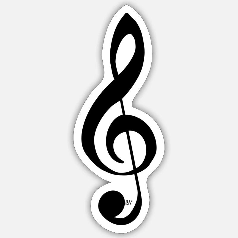 Clé de sol - Sticker taille S (10 x 10 cm) - blanc mat