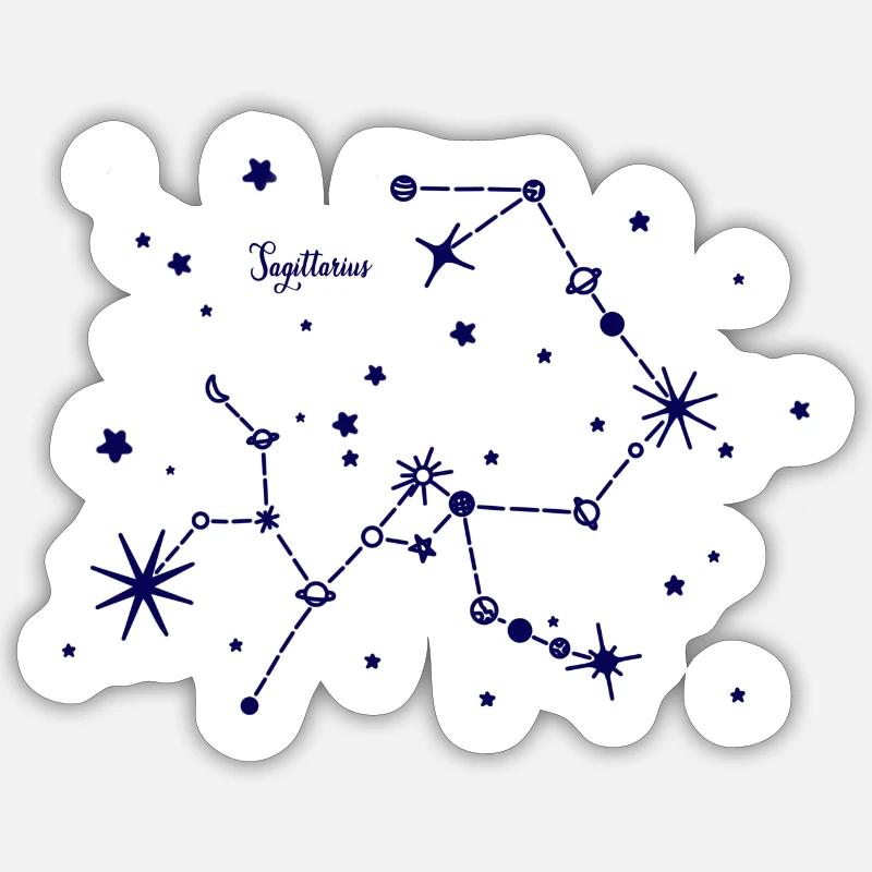 Schütze, Sagittarrius, Sternzeichen, Himmel - Sticker Größe S (10 x 10 cm) - Mattweiß