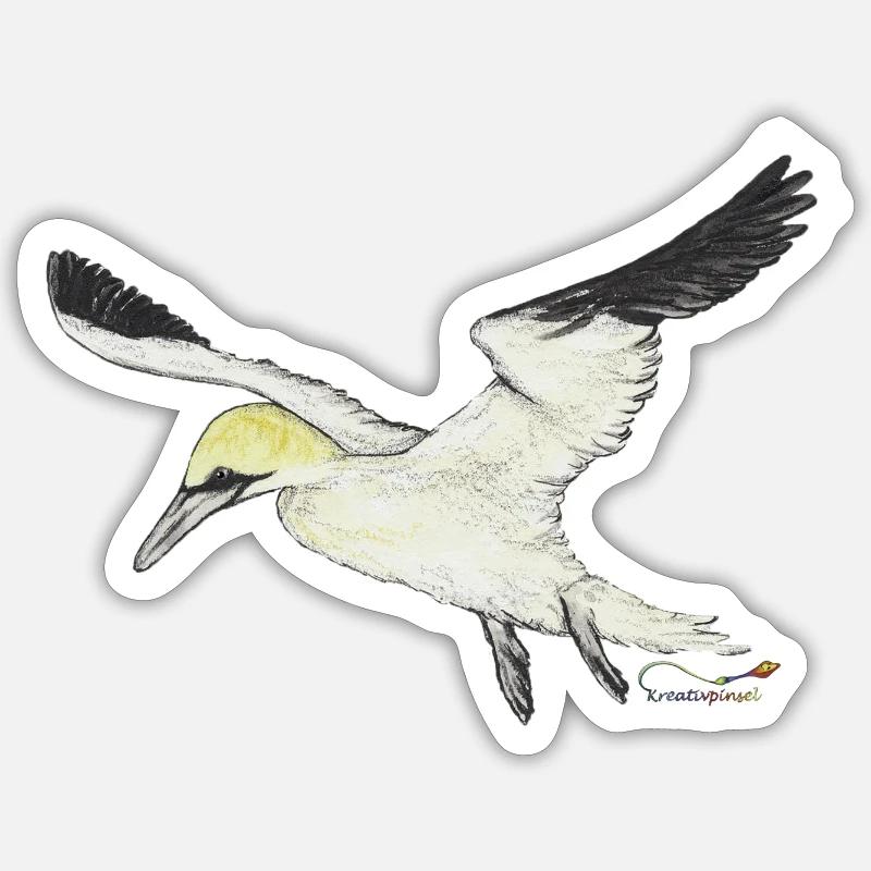 Basstölpel, ein Seevogel - Sticker Größe S (10 x 10 cm) - Mattweiß