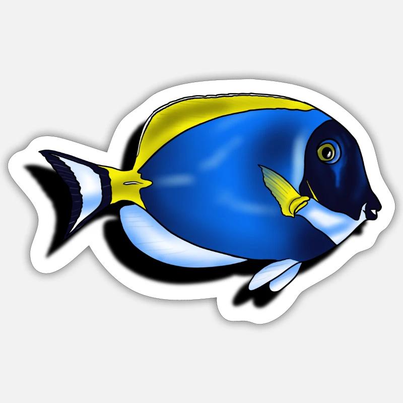 Leucosternon Surgeonfish - Sticker Größe S (10 x 10 cm) - Mattweiß