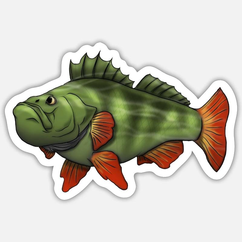 Barsch - Sticker Größe S (10 x 10 cm) - Mattweiß