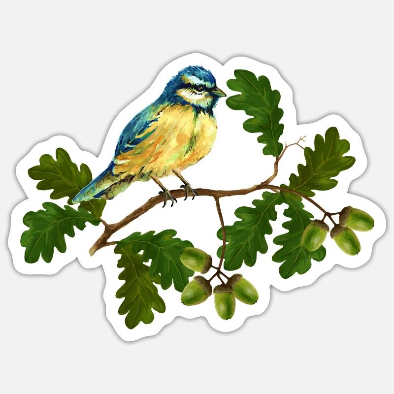 Oiseau - Sticker taille S (10 x 10 cm) - blanc mat