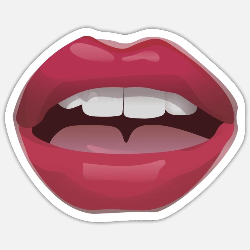 Red lips with teeth Sticker size S (10 x 10 cm)