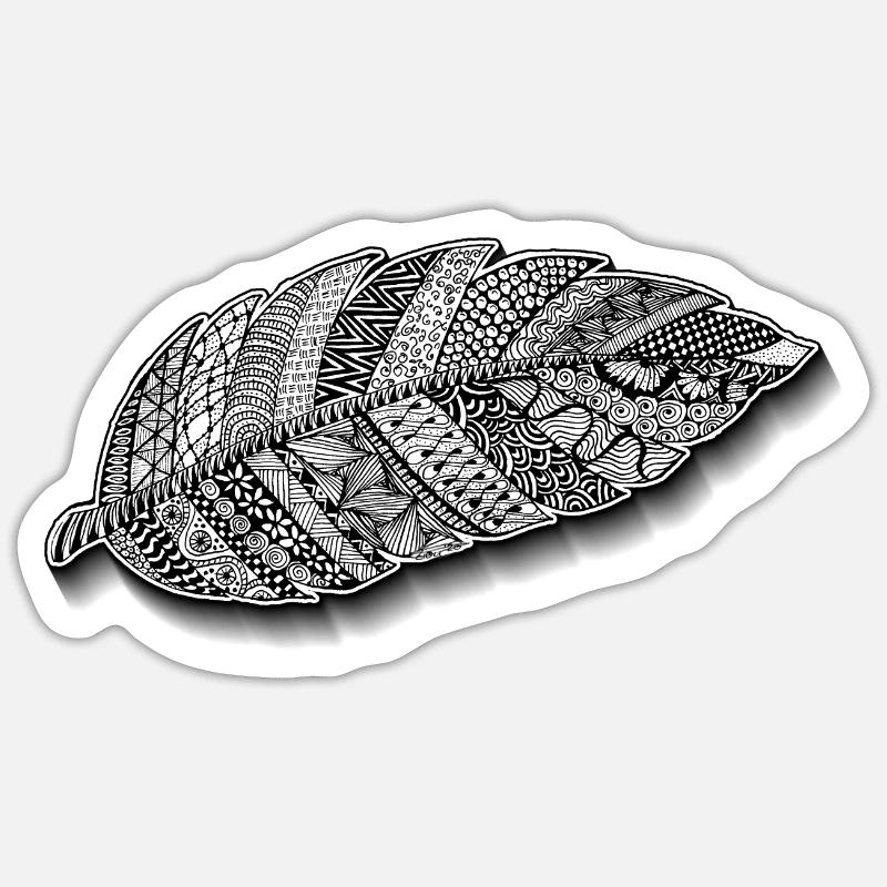 Zentangle feather self-drawn as light as a feather Sticker size S (10 x 10 cm)