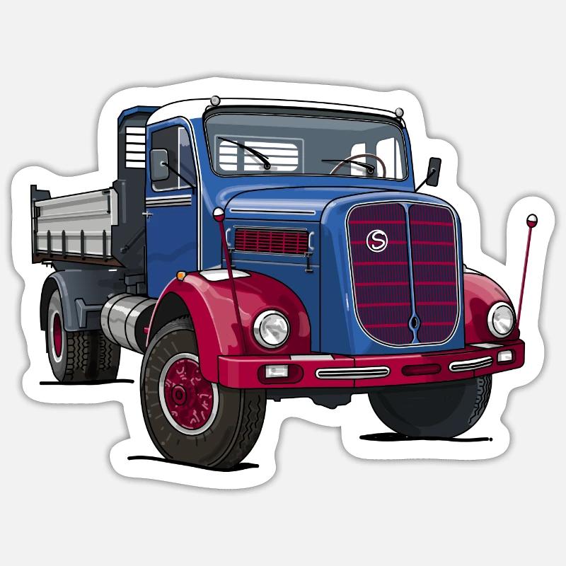 LKW Oldtimer - Sticker Größe S (10 x 10 cm) - Mattweiß