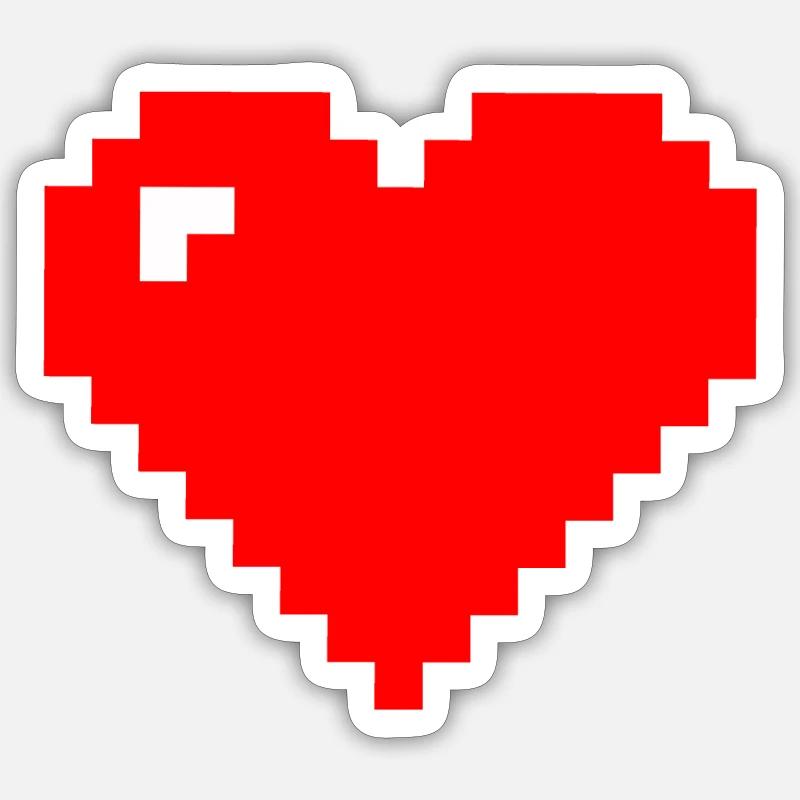Herz Pixel rot klein - Sticker Größe S (10 x 10 cm) - Mattweiß
