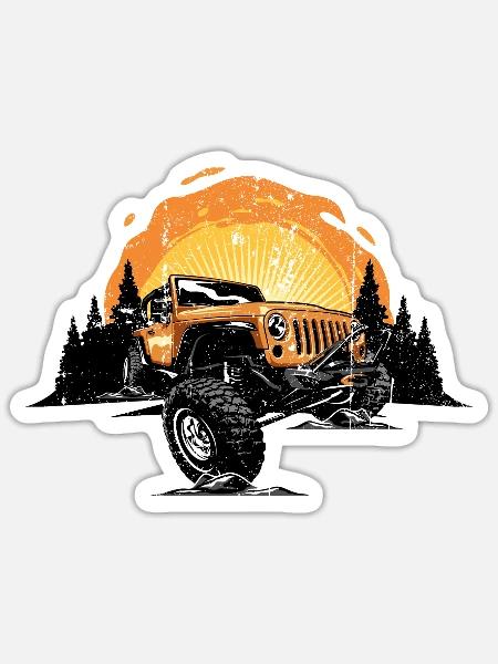 Sunrise Jeep Offroad Vista - Sticker Größe S (10 x 10 cm) - Mattweiß