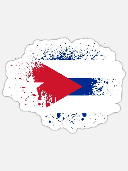 Kuba Flagge Farbspritzer Karibik Cuba Havanna - Sticker Größe S (10 x 10 cm) - Mattweiß